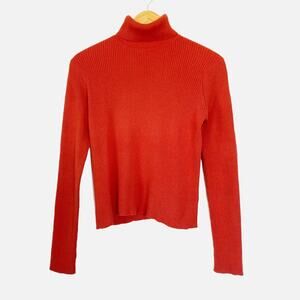 Vintage Icelandic Design 100% Cotton Ribbed Turtleneck Sweater Size S